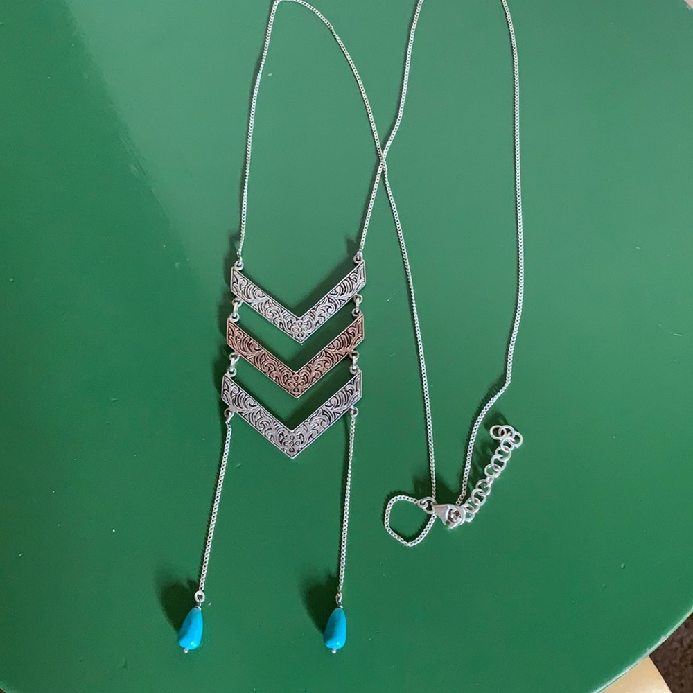 Sterling Silver and Rose Gold Chevron Necklace